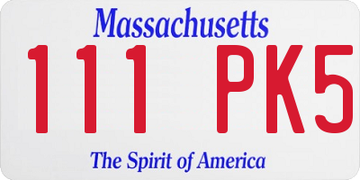 MA license plate 111PK5