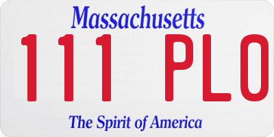 MA license plate 111PL0