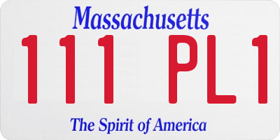 MA license plate 111PL1