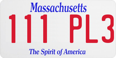 MA license plate 111PL3