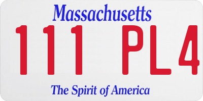 MA license plate 111PL4