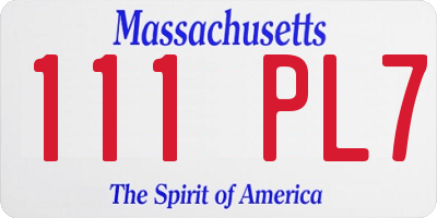 MA license plate 111PL7