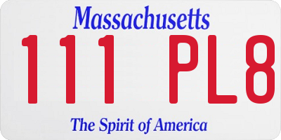 MA license plate 111PL8