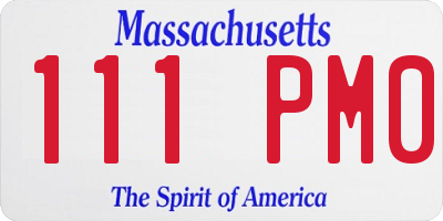 MA license plate 111PM0