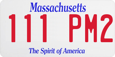 MA license plate 111PM2