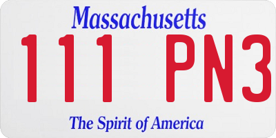 MA license plate 111PN3