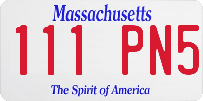 MA license plate 111PN5