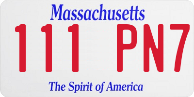 MA license plate 111PN7