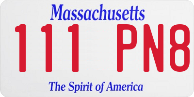 MA license plate 111PN8