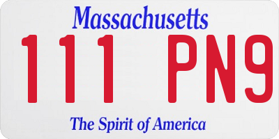 MA license plate 111PN9