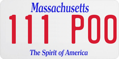 MA license plate 111PO0