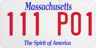 MA license plate 111PO1
