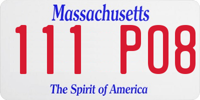 MA license plate 111PO8