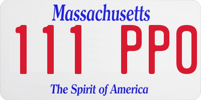 MA license plate 111PP0