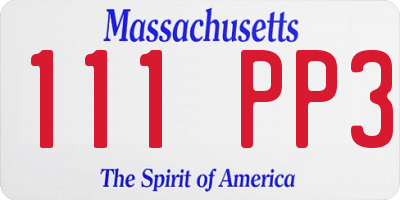 MA license plate 111PP3