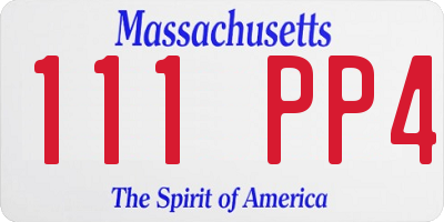 MA license plate 111PP4