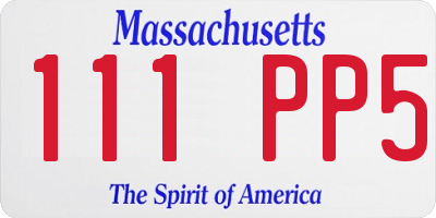 MA license plate 111PP5