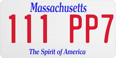 MA license plate 111PP7