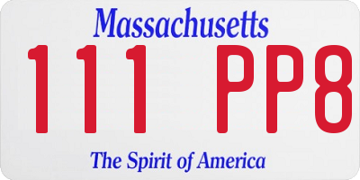 MA license plate 111PP8