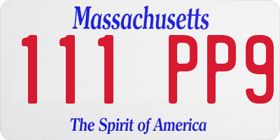 MA license plate 111PP9