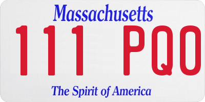 MA license plate 111PQ0