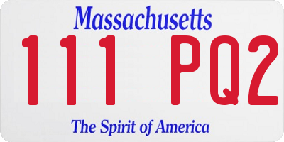 MA license plate 111PQ2