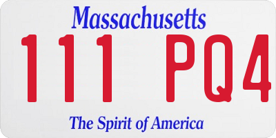 MA license plate 111PQ4
