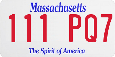 MA license plate 111PQ7