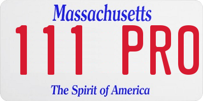 MA license plate 111PR0