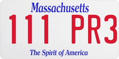 MA license plate 111PR3
