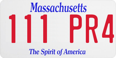 MA license plate 111PR4