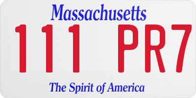 MA license plate 111PR7