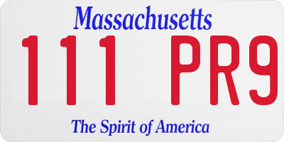 MA license plate 111PR9