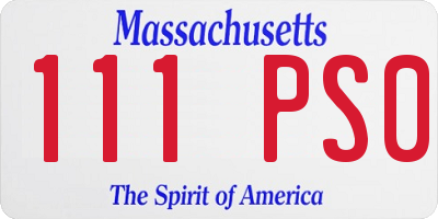 MA license plate 111PS0