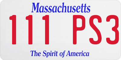 MA license plate 111PS3