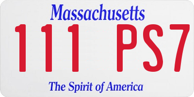 MA license plate 111PS7