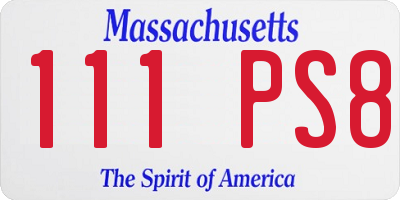 MA license plate 111PS8