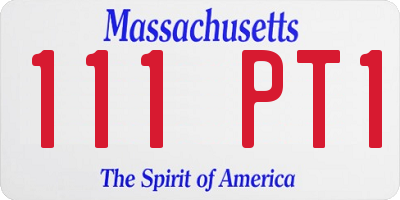 MA license plate 111PT1