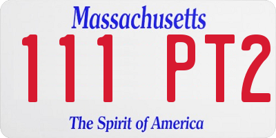 MA license plate 111PT2