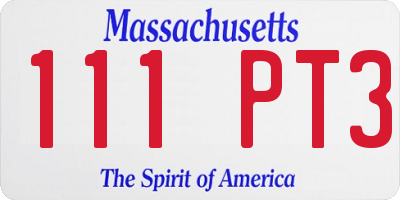 MA license plate 111PT3