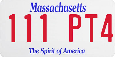 MA license plate 111PT4
