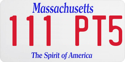 MA license plate 111PT5