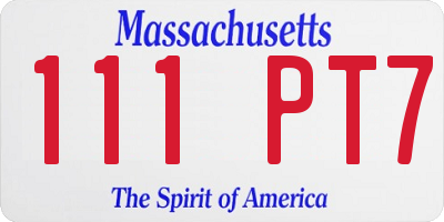 MA license plate 111PT7