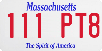 MA license plate 111PT8