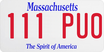 MA license plate 111PU0