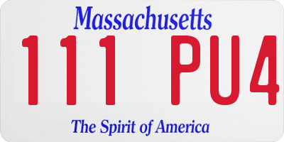 MA license plate 111PU4