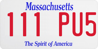 MA license plate 111PU5