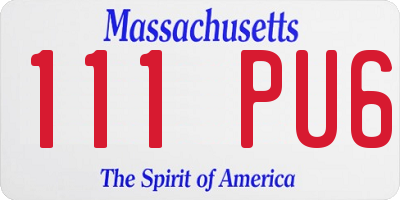 MA license plate 111PU6