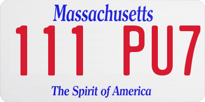 MA license plate 111PU7
