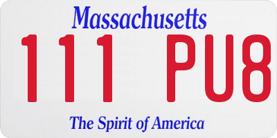 MA license plate 111PU8